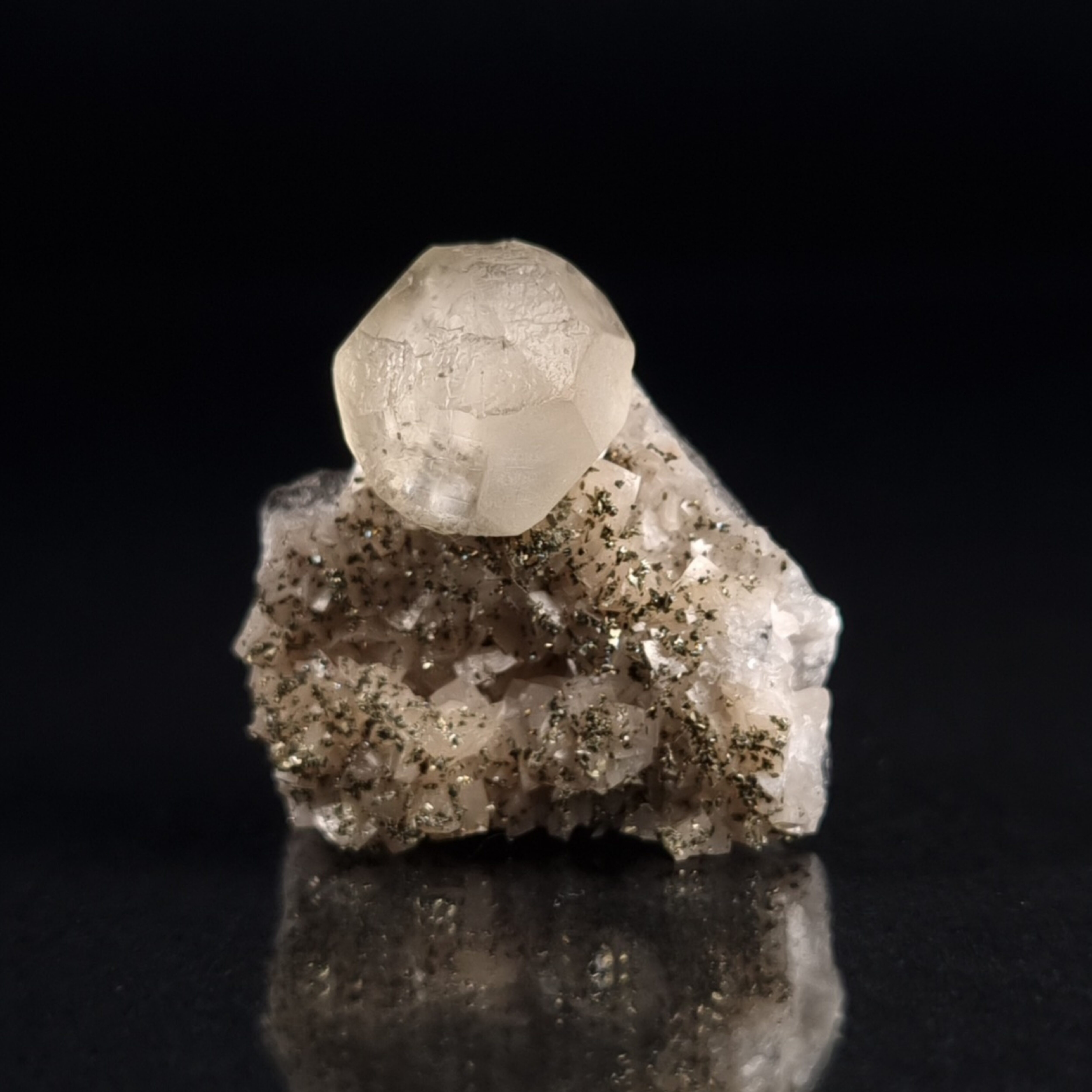 Calcite on dolomite with pyrite